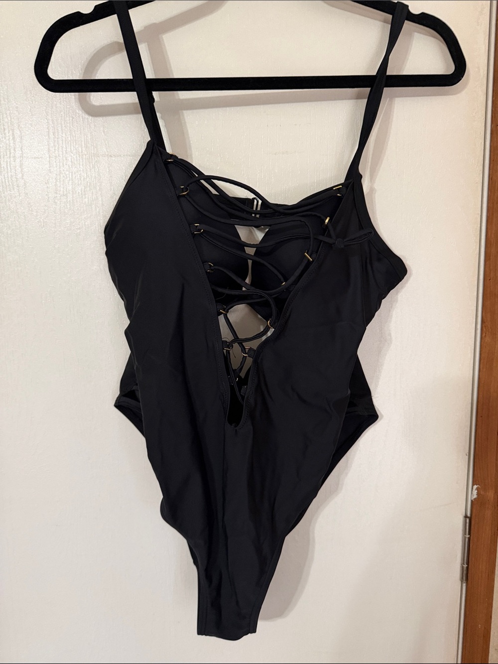 Victoria's Secret Black Lace-Up One-Piece Swimsuit